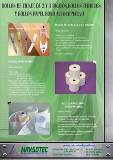 maxsotec eirl-papel tã©rmicorollos de ticket de 2 y 3 dã­gitospapel autocopiativo